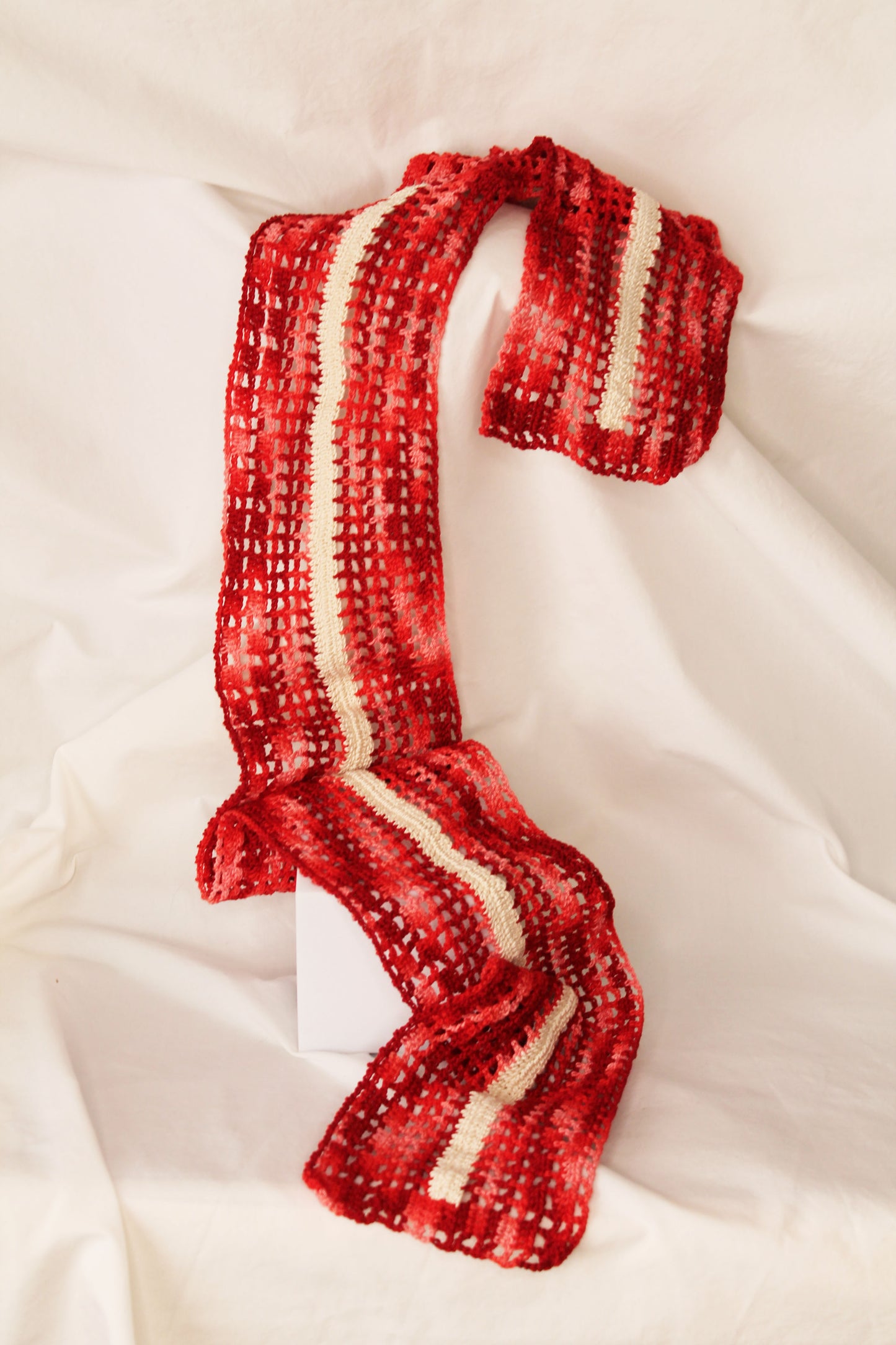 Cherries and Cream Filet Crochet Scarf