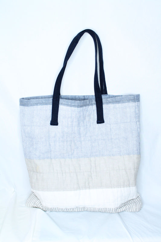 Blue, White, and Denim Tote