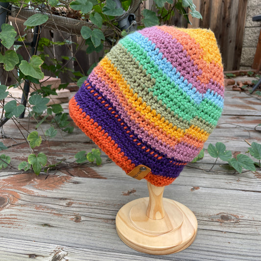 Multi-Colored Purple & Green Stripe Cap